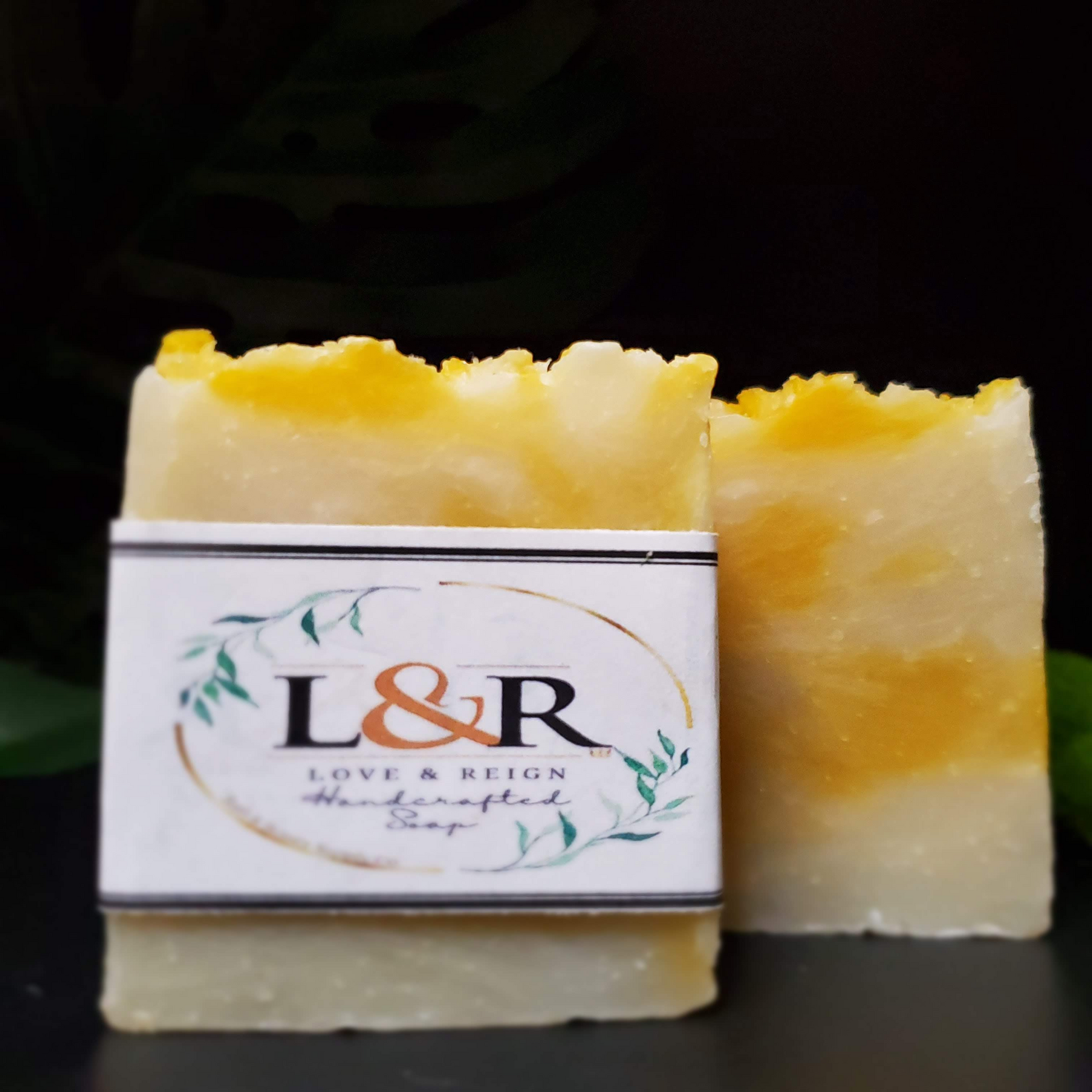 Formulated using a plant based recipe, designed to cleanse your skin and provide moisturization. Our soap designs and fragrances are made with natural colorants and pure essential oils. Naturally pigmented with annatto seed powder.  Scented with lavender & patchouli essential oils.  Calming scent profile. 